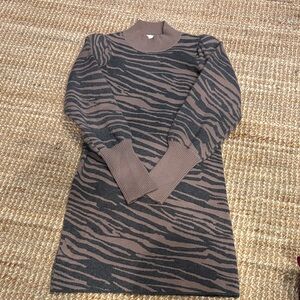 Heartloom Brown and Gray Zebra Print Long Sleeve Dress